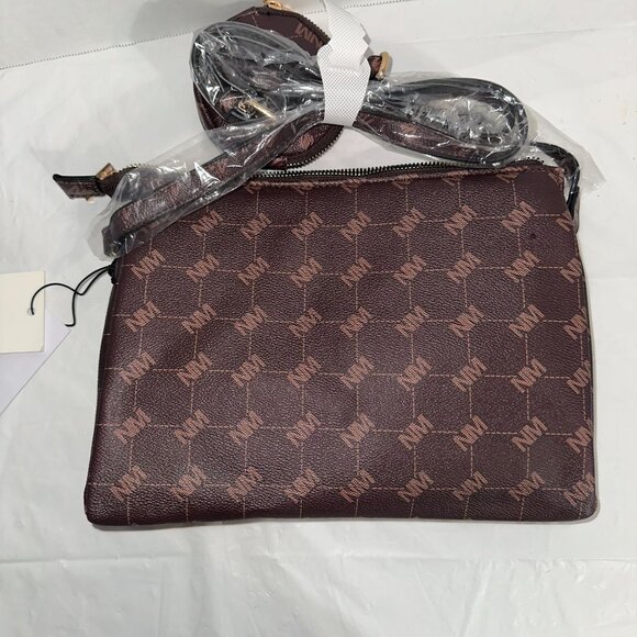 Nicole Miller New York Brown Monogram Crossbody Bag With Coin Purse NWT - Picture 4 of 7